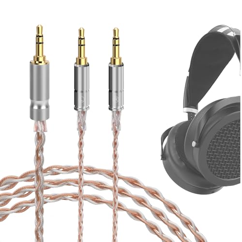 Geekria - Apollo Copper Silver Braid Upgrade Audio Cable for HIFIMAN Headphones, 4.9ft Length, 3.5mm Male Connector, Enhanced Sound Quality