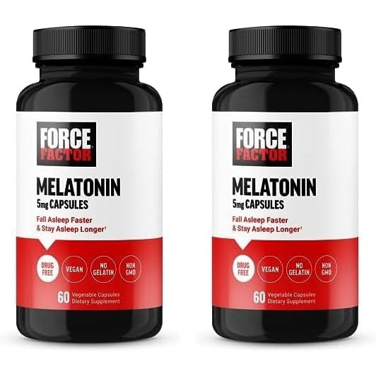 FORCE FACTOR Melatonin 5mg, Drug-Free Supplement, Vegan, Non-GMO, 60 Vegetable Capsules - Medaid - Lebanon