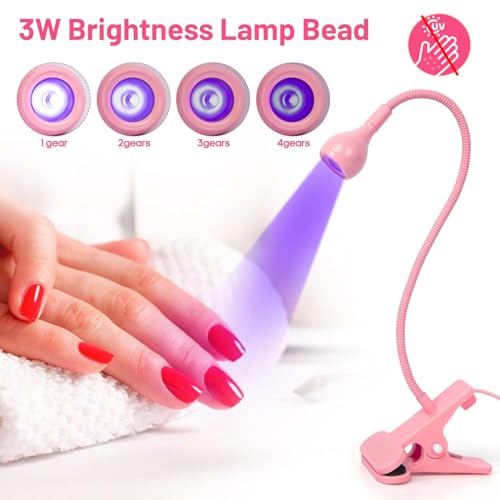 Aoraem - 3W Flexible Gooseneck LED Nail Lamp for Quick Gel Curing, Portable Design