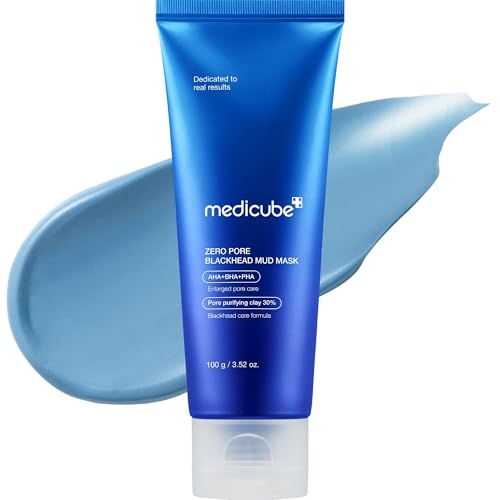 Medicube Zero Pore Blackhead Mud Facial Mask - Skin Cooling & Pore Tightening - 3 Minute Quick Dry Formula with AHA, BHA, PHA, and Pore-Purifying Clay - Korean Mud Mask 3.52 oz - Medaid International