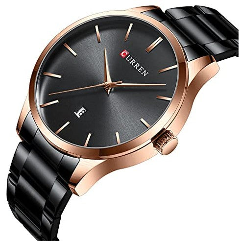 XIRUVE - Waterproof Quartz Watch for Men, Stainless Steel Strap, Minimalist Design