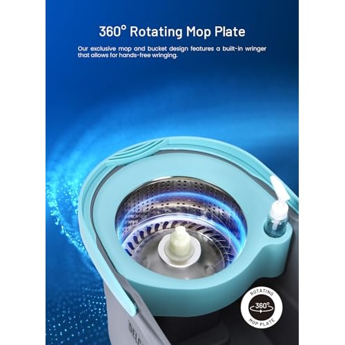 Delcasa Easy Wring & Clean Spin mop & Bucket Set with Foot Pedal Floor mop with Spinning Wringer Turbo Refill 100% Microfibre mop Head - Medaid International