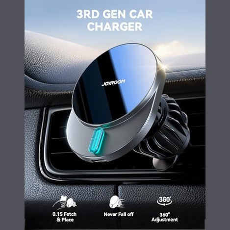 Joyroom - 15W MagSafe Car Charger, Ultra Magnetic Phone Holder, Fast Wireless Charging for iPhone 16/15/14/13/12