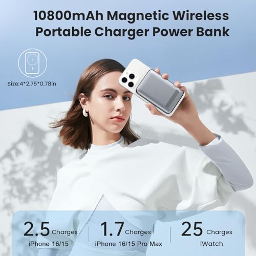 LanLuk - Magnetic 10800mAh Wireless Power Bank with Foldable Stand & Fast Charging