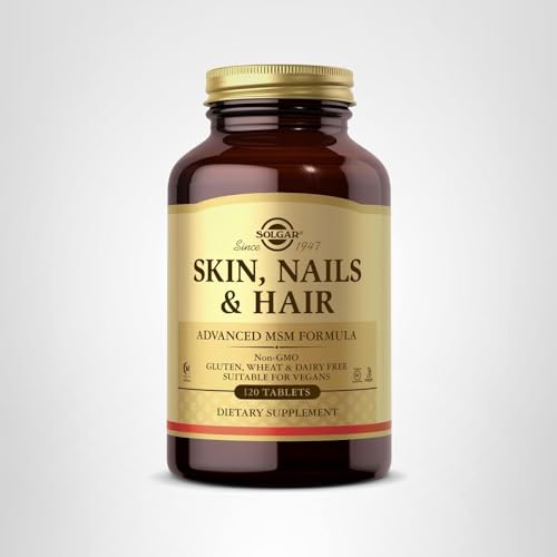 Solgar Skin, Nails & Hair, Advanced MSM Formula, 120 Tablets - Supports Collagen for Hair, Nail and Skin Health - Provides Zinc, Vitamin C & Copper - Non GMO, Vegan, Gluten & Dairy Free - 60 Servings ,Standard Packaging , 120 Count - Medaid International