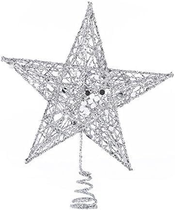 BESTONE Glittering Hollow Small Star Christmas Tree Topper,Five-Pointed Star Christmas Tree Topper Ornament Suitable for DIY Crafts, Home Christmas Tree and Other Holiday Decorations（Silver） - Medaid International