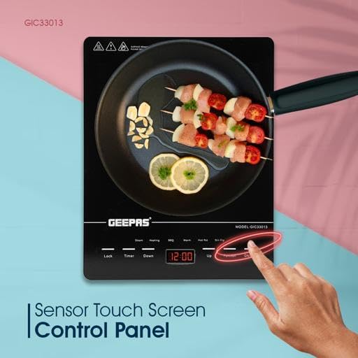 Geepas 4 Digit LED Display Digital Infrared Cooker, GIC33013 | 8 Temperature Settings | 3hrs Programmable Timer | 2000W Ceramic Heating Element - Medaid