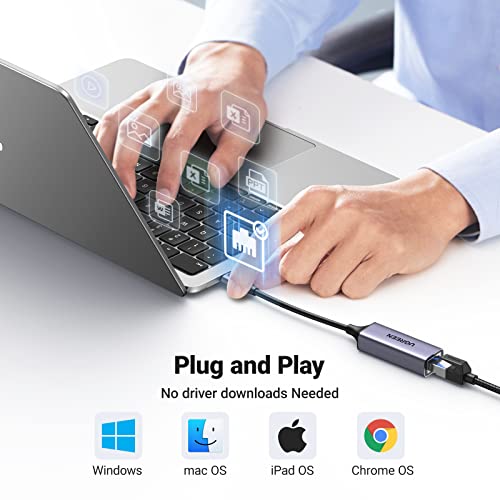 UGREEN - USB C to Ethernet Adapter, 1Gbps Speed, Plug and Play, Aluminum Case