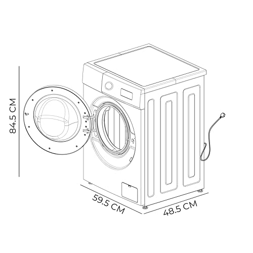 Cecotec - 7 kg Front Load Washing Machine with Inverter Motor, 1400 RPM, 12 Programs