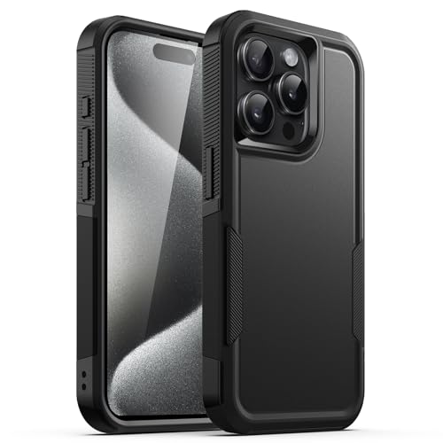 JETech - Heavy Duty Dual-Layer Case for iPhone 15 Pro, Shockproof Protection, Matte Back