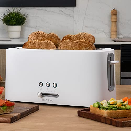 Cecotec - Toast&Taste 16000 Extra Doble Toaster, 1630W, 2 Extra Wide Slots, Reheat & Defrost Functions