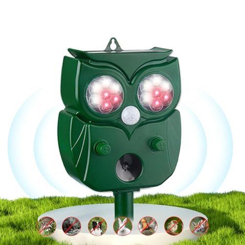 Bogutongjin - Ultrasonic Solar Cat Deterrent, Waterproof, LED Flash, IP44