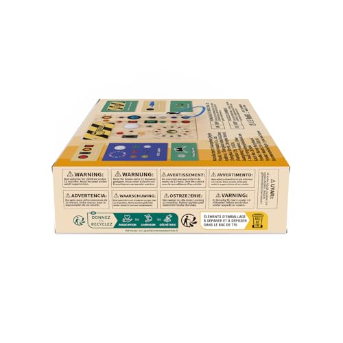 Iabedi Busy Board, Montessori Toy for 1-3 Years Old, Wooden Toddler Sensory Travel Toy, Ideal Gift for 1+ Year Old Boys (Busy Board Plus V2), Medium, Yellow - Medaid International