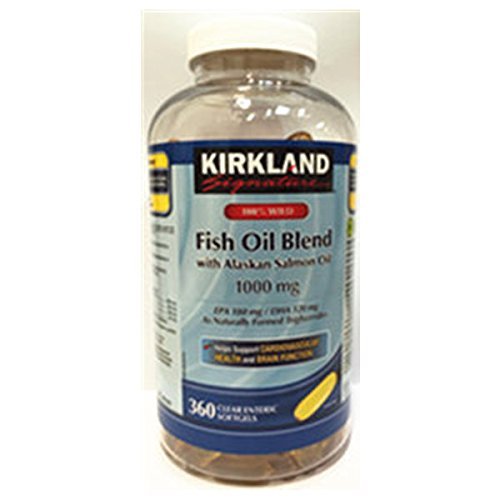 Kirkland Signature 100% Wild Fish Oil Blend with Wild Alaskan Salmon Oil 180 EPA 120 DHA 1000mg - 360 Enteric Softgels - Medaid International