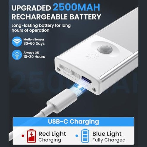 Xander - Rechargeable Magnetic Motion Sensor Under Cabinet Lights, 3 Colors, 78 LEDs