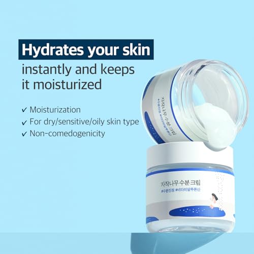 ROUND LAB Birch Juice Moisturizing Cream 2.7 Fl Oz, 48-Hour Deep Hydrating Face Moisturizer with Birch Sap & Vita Hyaluronic Acid for Acne-Prone Skin, Reduces Sebum, Oil, Blackheads, Korean Skin Care|B081VS3F27