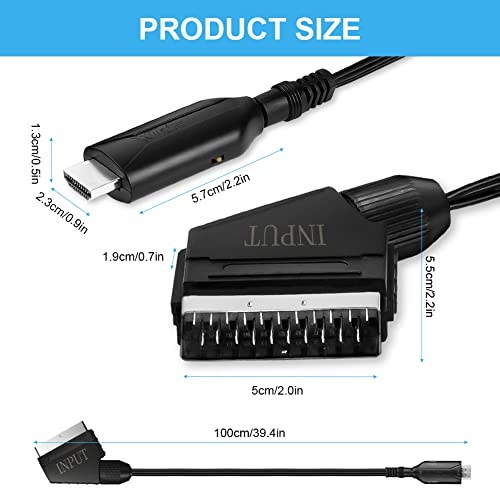 Axfee - Scart to HDMI Converter, 720/1080p Support, Audio/Video Adapter