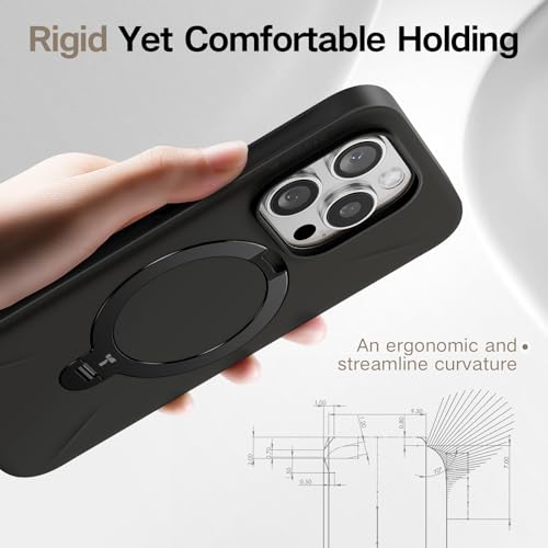 TORRAS 360° Spin Stand for iPhone 16 Pro Max Case, Fit for Magsafe, Mil-STD Protective Hard PC Scratch-Resistant Case for iPhone 16 Pro Max Phone Case with Kickstand, Ostand Spin, Onyx Black, 6.9 inch - Medaid International