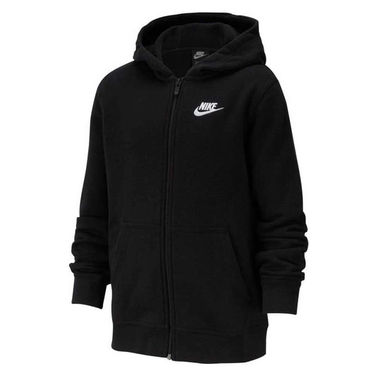 Nike Boy's NSW Club Full Zip Hoodie, Black/Black/White, Large - Medaid International