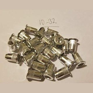 Alab - 100 PCs 10-32 Aluminum Flange Nutserts, Durable Rivet Nuts, Silver Finish