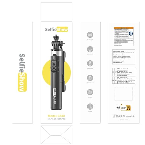 53'' Selfie Stick Tripod with Light, Extendable Selfie Stick with Remote, Portable Cell Phone Tripod Stand with All in 1 Phone Clip, Lightweight Camera Tripod Compatible with iPhone 15 14 13, Android - Medaid International