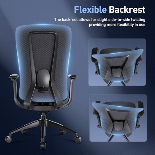 COLAMY Ergonomic Mesh Office Chair, Computer Executive Desk Chair, Ergonomic Office Chair Lumbar Support with Flexible Backrest, Slide Seat, Blackgrey - Medaid International