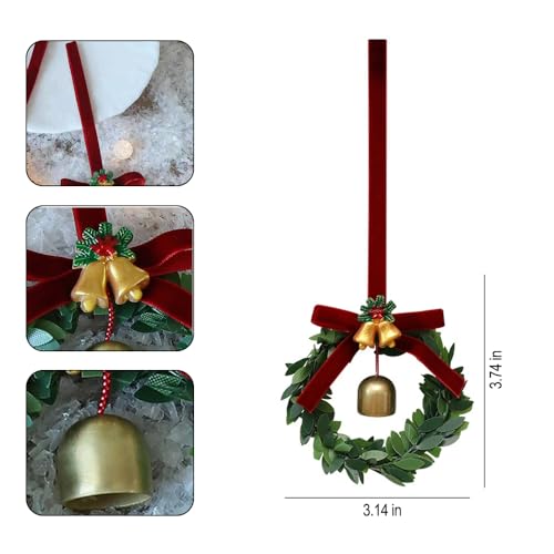 Christmas Bell Wreath Ornament, Festive Jingle Bell Wreath for Christmas Tree Decoration, Hanging Ornament for Home Party Xmas Tree Decor,Green Leaf Bell - Medaid International