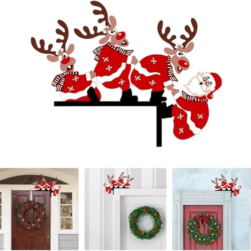 Christmas Door Corner Sign Decoration Santa Claus Deer for Home Party Right Angle - Medaid International