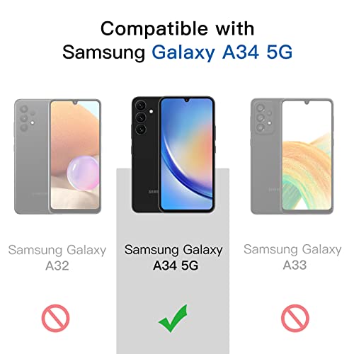 JETech - 9H Tempered Glass Screen Protector for Samsung Galaxy A34 5G, Anti-Scratch, HD Clear, 3-Pack