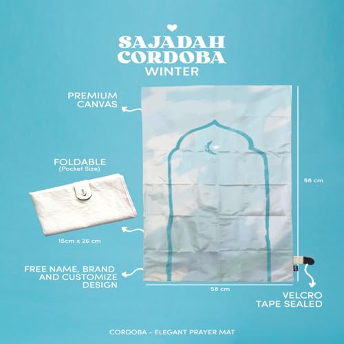 HILALFUL Declutch Me & Pray - Feels Like Winter | Muslim Praying Rug for Adults | Water Resistant | Anti-Slip | Islamic Gift for Eid, Ramadan | for Travel | Lightweight - Medaid International