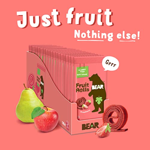 Bear Yoyo 100 Percent Fruit Rolls Strawberry 20 g (Pack of 18) - Medaid International