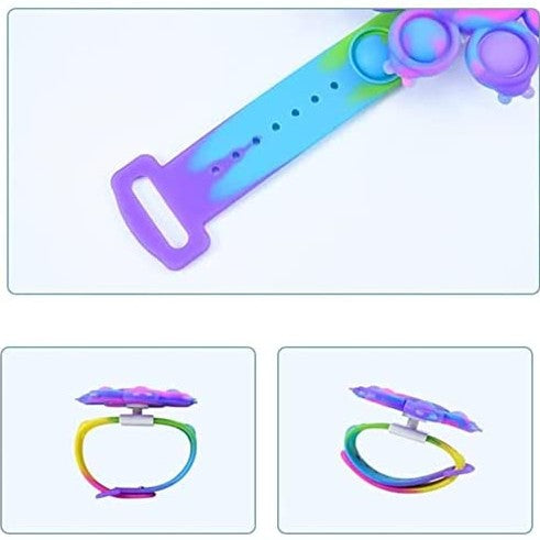 Fidget Pop Toy Spinner Bracelet,Wearable Push Poping Bubble Sensory Toys Stress Relief Finger Press Silicone Wristband for Kids - Medaid International