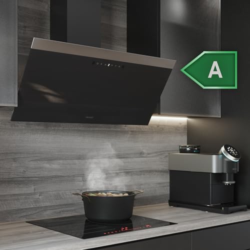 Cecotec - 90cm Cooker Hood, 165W, 650m3/h Suction, Touch Control, Black Glass