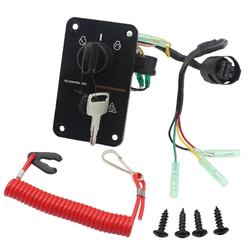Powerob Tec - Outboard Single Engine Key Switch Panel Assembly for Yamaha, 12V, OEM 704-82580-08, Durable Design, Easy Installation