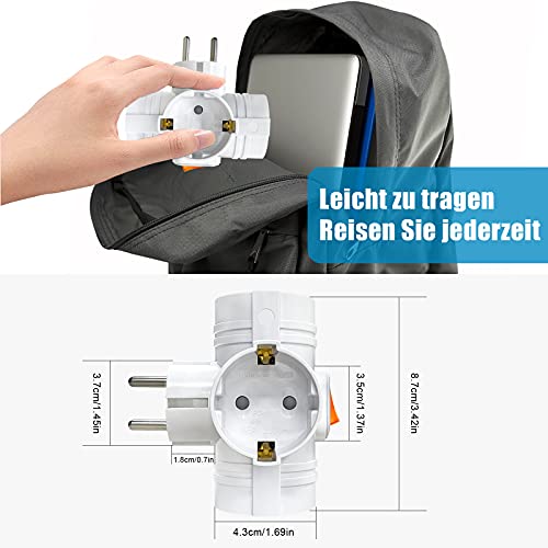 Tanxis - 2 Pack Double Socket Adapter with Switch, Portable 3 Way Wallplate