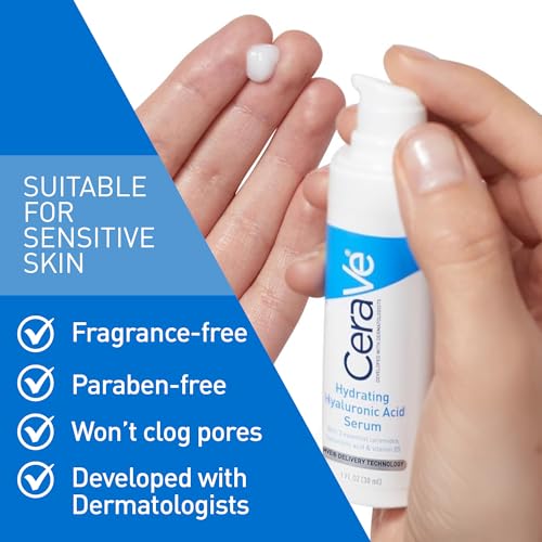 Cerave Hyaluronic Acid Serum for Face with Vitamin B5 and Ceramides, Hydrating Face Serum for Dry Skin, Fragrance Free, 1 Ounce - Medaid International