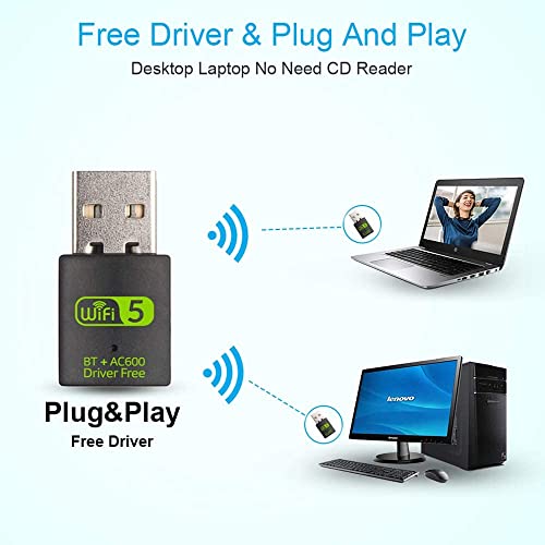 Monbeq - USB WiFi Bluetooth Adapter, 600Mbps Dual Band, Mini Dongle for PC