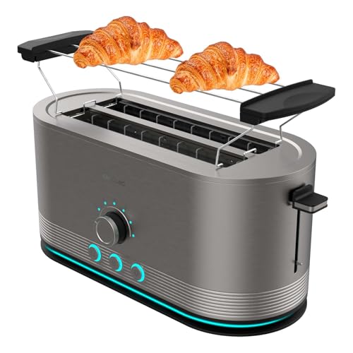 Cecotec - Extra Double Vertical Steel Toaster, 1400W, 4 Toast Capacity, 7 Browning Levels