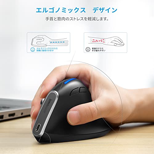 ECHTPower Wireless Vertical Ergonomic Mouse - Silent 2.4G, 6 Buttons, Right Hand, Windows/MacOS Support