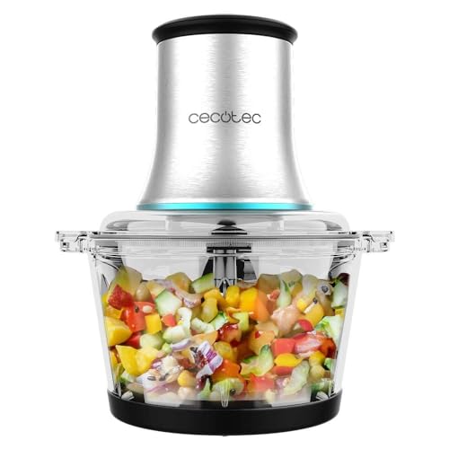 Cecotec - 500W Electric Food Chopper with 4-Blade Stainless Steel, 2 Speeds, 500G Glass Bowl