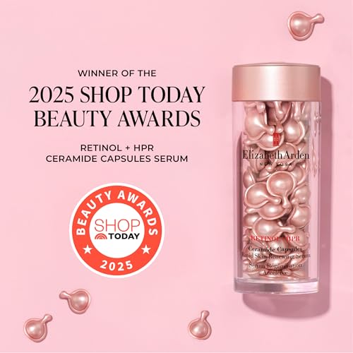 Elizabeth Arden Retinol + HPR Ceramide Rapid Skin Renewing Anti-Aging Face Serum Capsules, Fine Lines & Wrinkles Treatment with Peptides, Vitamin E, & Niacinamide, 60 Count - Medaid International