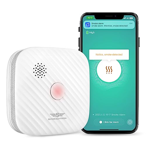 Spreadtron - Smart Wi-Fi Smoke Detector with Photoelectric Sensor, 2-Year Battery, EN 14604 Certified