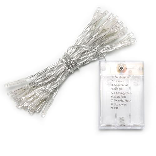 Karlling - Battery Operated Fairy Lights with 8 Flashing Modes, 13 ft Clear Wire