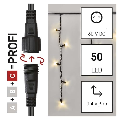 Emos - 3m Icicle Fairy Lights, 50 LEDs, IP44 Rated, Warm White, Indoor/Outdoor