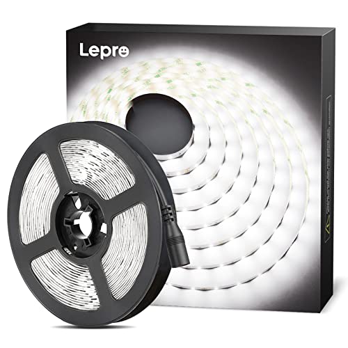 Lepro - 5M Cool White LED Strip Lights, 300 LEDs, 2300lm Brightness, Ideal for Kitchen & More