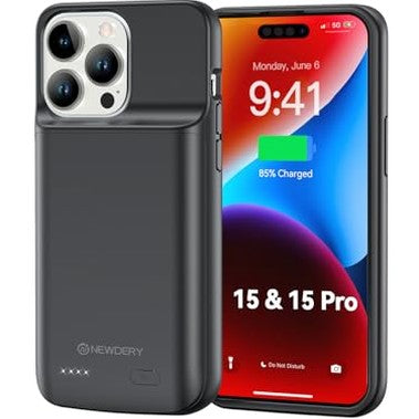 Newdery - 5000mAh Battery Case for iPhone 15/15 Pro, USB C, Portable Charger