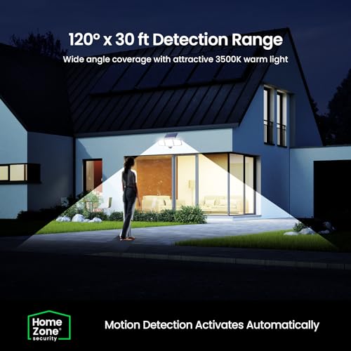 Home Zone - Solar Flood Lights 120° Motion Sensor, Waterproof, 1000 Lumens