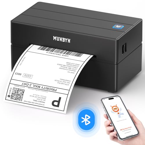MUNBYN - Bluetooth Thermal Shipping Label Printer 4x6 for Etsy, eBay, Windows