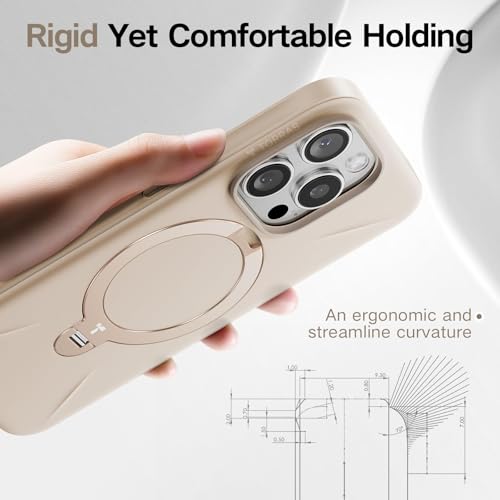 TORRAS 360° Spin Stand for iPhone 16 Pro Case, Fit for Magsafe, Hard PC Mil-STD Protective Scratch-Resistant Case for iPhone 16 Pro Phone Case, Ostand Spin, Dune Beige, 6.3 inch - Medaid International