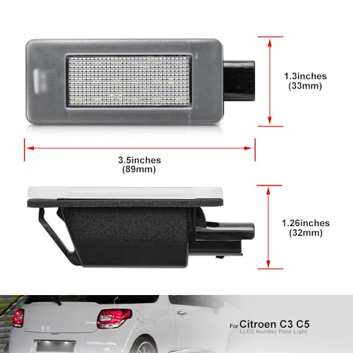 Nslumo - 2PC LED License Plate Light for Citroën & Peugeot Models, Bright Illumination, Easy Installation, Durable Design